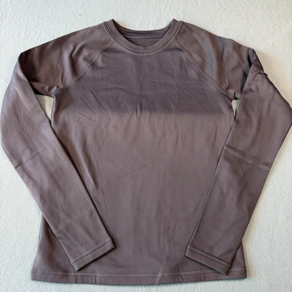All In Motion Boys L 10/12 Gray Fleece Lined Long Sleeve Base Layer Thumbholes